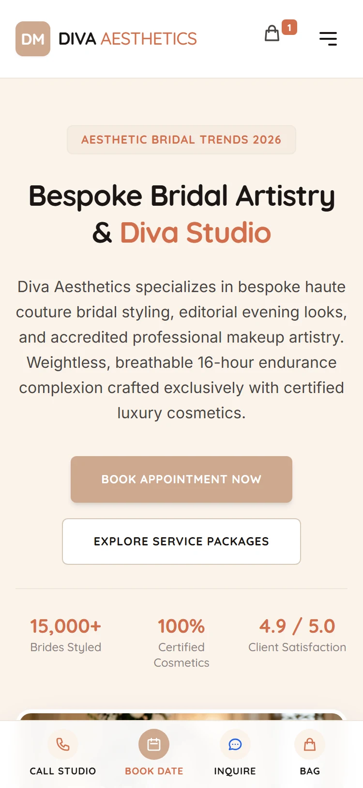 Diva Luxury Aesthetics & Studio Mobile View